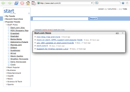 Start.com as seen in Firefox on the Mac