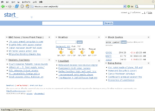 Start.com as seen in Firefox on the PC